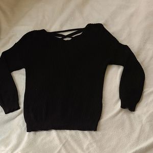Forever 21 girls 9/10 black braid up back sweater